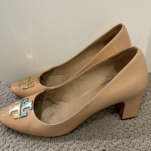 Nude Patent Tory Burch Block Heels Size 8.5 - Picture 3 of 3